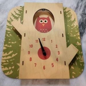 Modern Moose Owl Wooden Clock